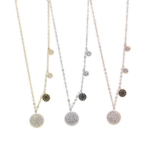 925 Sterling CZ Disco Charm Necklace for Women