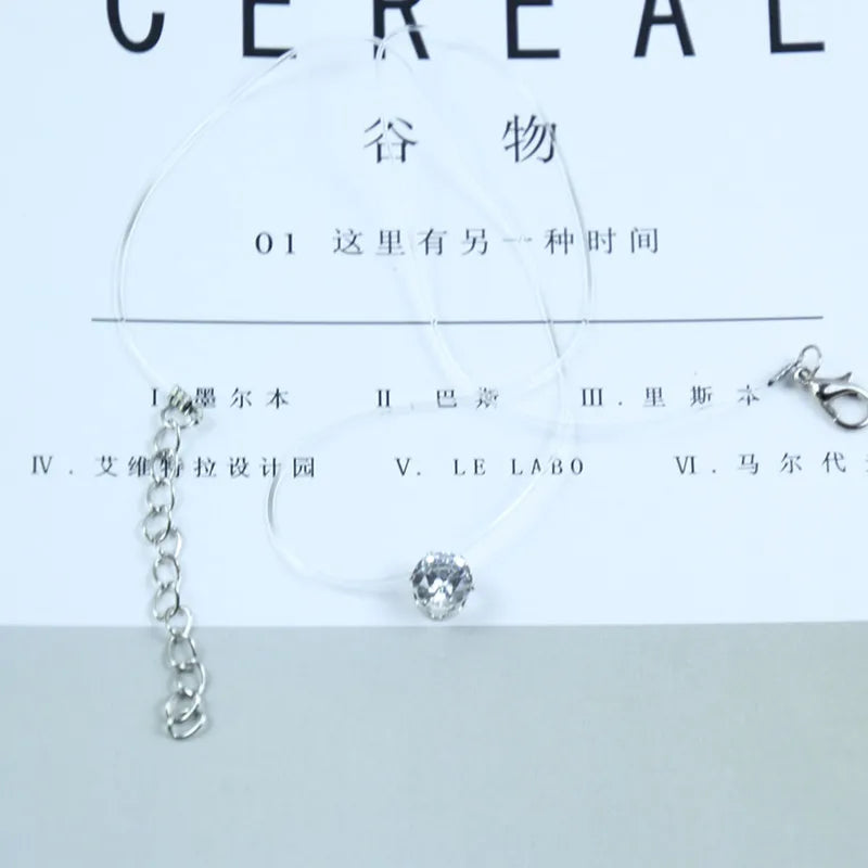 Invisible Necklace With Zircon Pendant Clavicle Chain Mermaid Tear