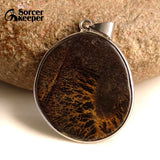 Natural Stone Brown Chinese Painting Stone Necklace Men IS202