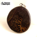 Natural Stone Brown Chinese Painting Stone Necklace Men IS202