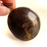 Natural Stone Brown Chinese Painting Stone Necklace Men IS202