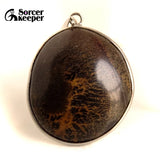 Natural Stone Brown Chinese Painting Stone Necklace Men IS202