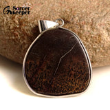 Natural Stone Chinese Painting Stone Necklace Men IS204