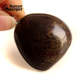 Natural Stone Chinese Painting Stone Necklace Men IS204