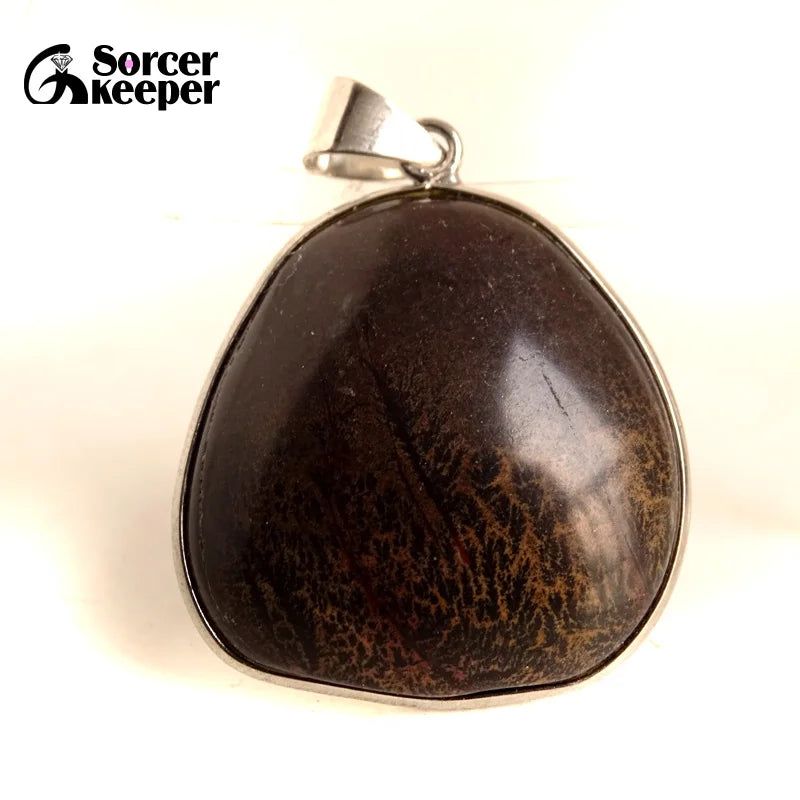 Natural Stone Chinese Painting Stone Necklace Men IS204