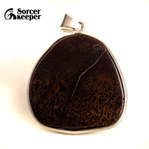 Natural Stone Chinese Painting Stone Necklace Men IS204