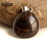 Natural Stone Chinese Painting Stone Necklace Men IS206