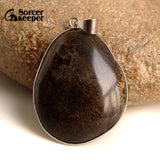 Natural Stone Chinese Painting Stone Necklace Men