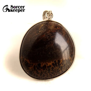 Natural Stone Chinese Painting Stone Necklace Men IS206