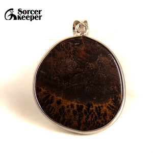 Natural Stone Chinese Painting Stone Necklace Men IS206