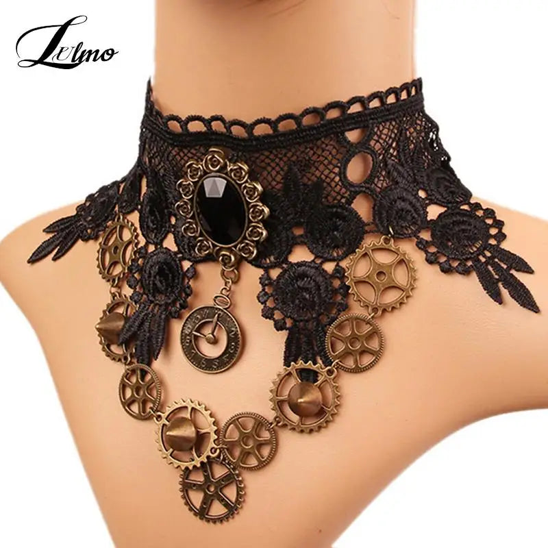 Lace Neck Choker Necklace Vintage Women Chocker Steampunk Jewelry