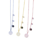 925 Silver CZ Paved Love Zirconia Disco Charm Choker Necklace