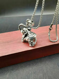 Chinese Tibetan Silver Elephant Pendant Statue Luck Amulet Sweater Chain