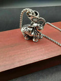 Chinese Tibetan Silver Elephant Pendant Statue Luck Amulet Sweater Chain