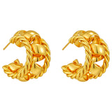 CE Hollow Out Geometric French Retro Earrings Double C Studs
