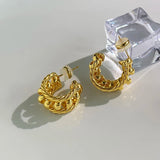 CE Hollow Out Geometric French Retro Earrings Double C Studs