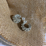 CE Hollow Out Geometric French Retro Earrings Double C Studs