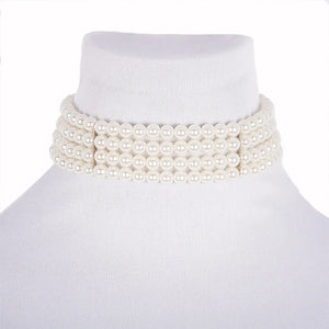 Pearl Collar Choker Layered Necklace for Women