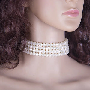 Pearl Collar Choker Layered Necklace for Women