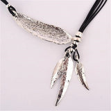Feather Necklaces & Pendants Rope Leather Vintage Maxi Colar Women Jewelry