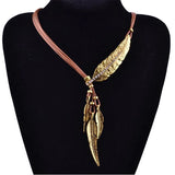 Feather Necklaces & Pendants Rope Leather Vintage Maxi Colar Women Jewelry