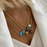 Colliers Gift Plated Brass Chunky Kolye Snake Chain Evil Eye Necklace Chokers