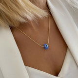 Colliers Gift Plated Brass Chunky Kolye Snake Chain Evil Eye Necklace Chokers