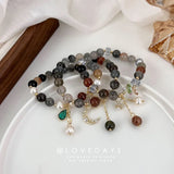 Colorful Stone Beaded Bracelet with Star Moon Pendant