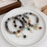 Colorful Stone Beaded Bracelet with Star Moon Pendant
