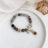 Colorful Stone Beaded Bracelet with Star Moon Pendant