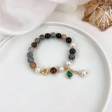 Colorful Stone Beaded Bracelet with Star Moon Pendant