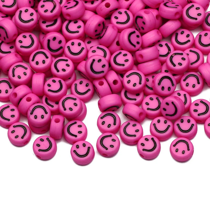 Acrylic Beads Smile Face Charms for Kids Bracelets