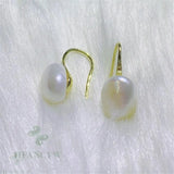 Baroque Pearl Earring 18K Ear Drop Cultured Women Jewelry Dangle Party