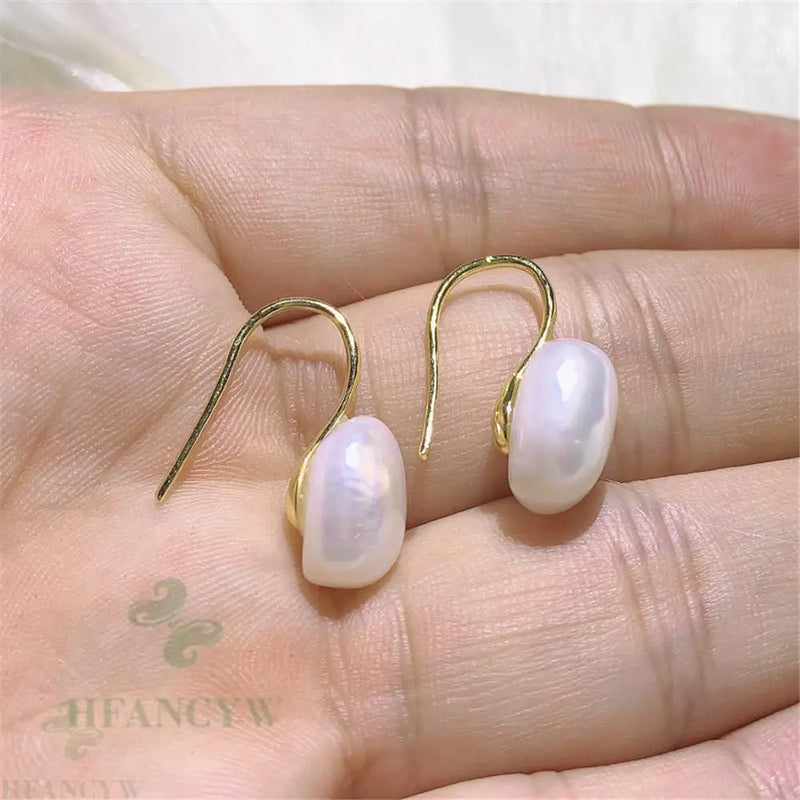 Baroque Pearl Earring 18K Ear Drop Cultured Women Jewelry Dangle Party