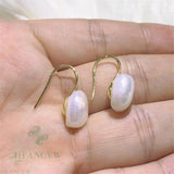 Baroque Pearl Earring 18K Ear Drop Cultured Women Jewelry Dangle Party