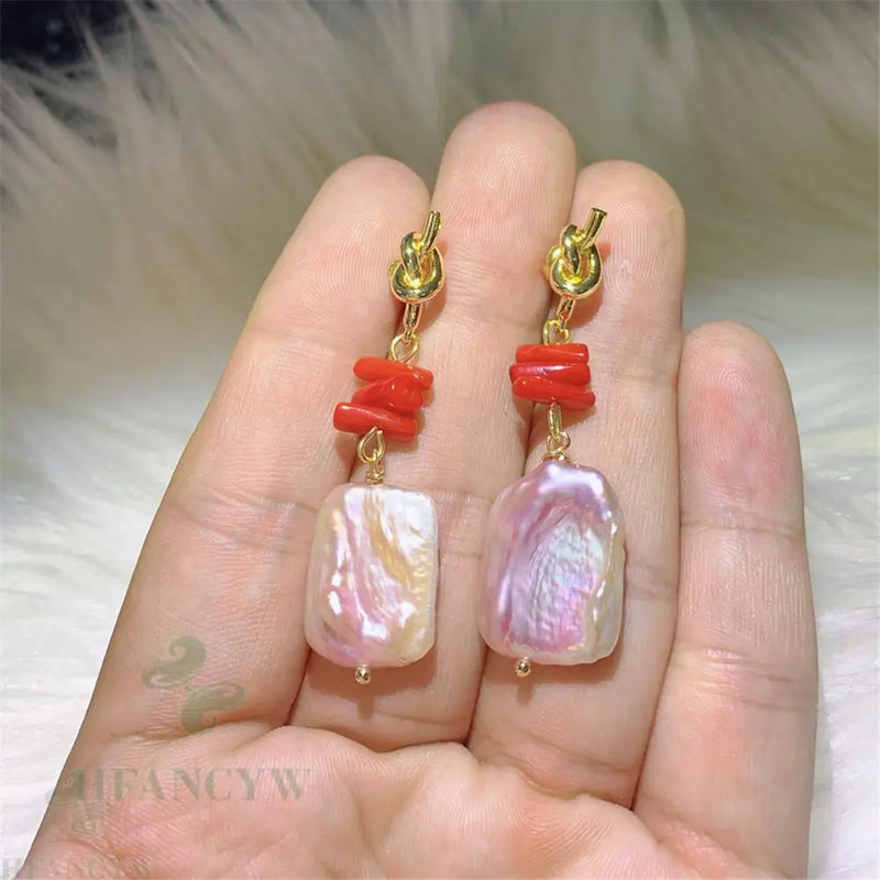 Baroque Pearl Earring 18K Cultured Wedding Jewelry