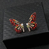 Butterfly Wing Earrings 925 Silver Needle Rhinestone Earrings