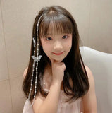 Flower Side Barrettes Bow Braided Hair Chain Pearl Butterfly Hair Chain