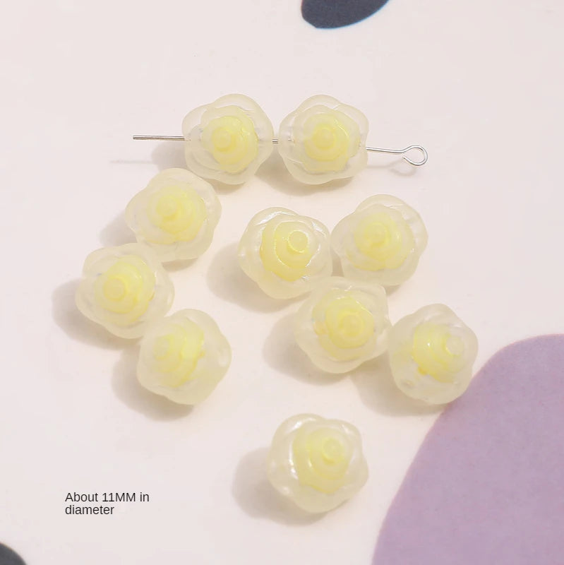 Frosted Beads Medium Beads Rose Flower Beaded Loose Beads