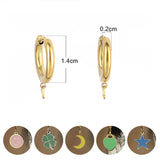 Hoop Earrings Stainless Steel Clover Charms Enamel Flower Pendant Earrings