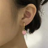 Hoop Earrings Stainless Steel Clover Charms Enamel Flower Pendant Earrings