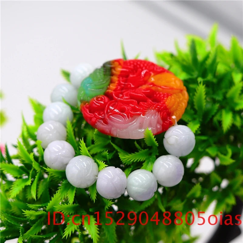 Jade Dragon Bracelet Amulet Women Jadeite Charm Beads Bangle