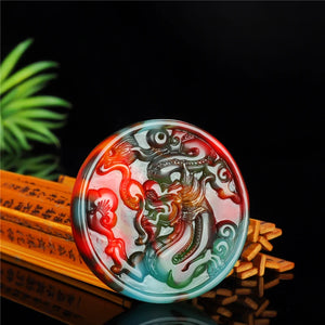 Chinese Carved Jade Dragon Pendant Necklace Natural Charm Jadeite Amulet