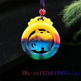Jade Elephant Pendant Jadeite Jewelry Necklace Amulet Gemstone Chinese Charm
