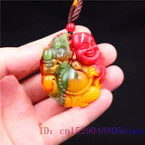 Jade Maitreya Pendant Carved Buddha Gemstone Women Jewelry Necklace