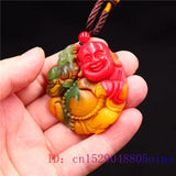 Jade Maitreya Pendant Carved Buddha Gemstone Women Jewelry Necklace