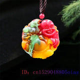 Jade Maitreya Pendant Carved Buddha Gemstone Women Jewelry Necklace