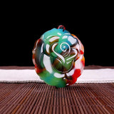 Jade Rose Pendant Necklace Chinese Carved Jadeite Jewelry Amulet