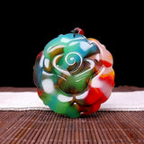 Jade Rose Pendant Necklace Chinese Carved Jadeite Jewelry Amulet