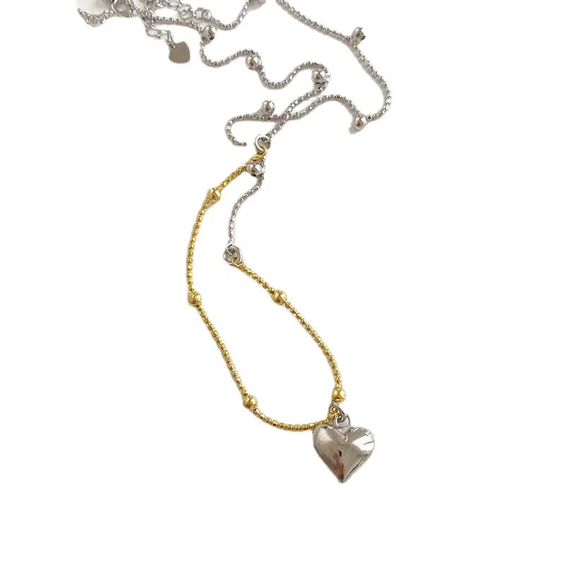 925 Silver Heart Pendant Choker Necklace Women